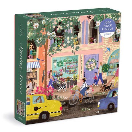Spring Street 1000 Piece Puzzle in a Square Box from Galison - 1000 Piece Puzzle for Adults, Beautiful Illustrations from Joy Laforme Galison