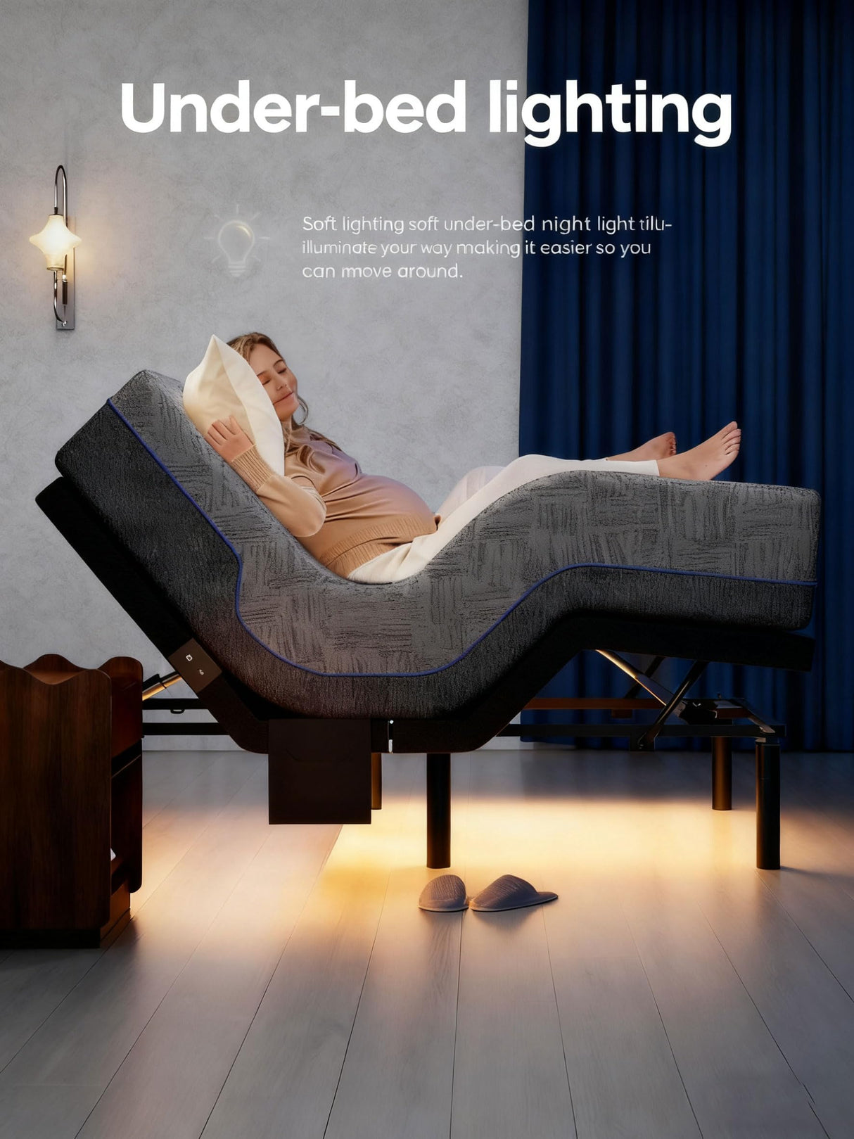 Ciays NS0 Twin XL Smart Adjustable Bed Base with Dual Motor, Wireless Remote, Zero Gravity & Anti-Snore Modes, Under Bed Lighting, and 4 USB Ports. It's Designed for a Quick 3-Minute Assembly. Ciays