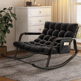 lavimiya Rocking Papasan Chair, Indoor Outdoor Patio Rocking Chairs, Double Papasan Chair with Cushion, Oversized Modern Rocker Chairs for Living Room, Bedroom, Porch, Garden Black lavimiya