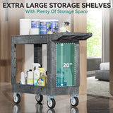 YITAHOME Utility Cart on Wheels, 550 lbs Capacity Service Cart, 40 x 17 Inch Rolling Work Carts, 2 Shelf Heavy Duty Plastic Cart Suitable for Warehouse, Garage, School & Office, Cleaning, Gray YITAHOME