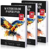 Harloon 3 Pcs Watercolor Paper Pads Cold Press Paper 90 Sheets (140lb/ 300gsm) Watercolor Paint Paper for Artist Adults Kids Students Beginning(5 x 7 Inches) Harloon