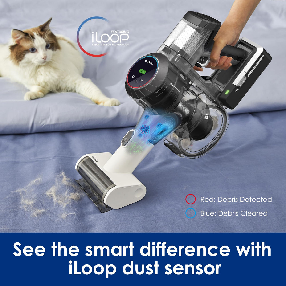 Tineco Pure ONE S11 Cordless Vacuum Cleaner, Smart Stick Handheld Vacuum Strong Suction & Lightweight, Cordless Handheld Vacuum Deep Clean Hair, Hard Floor, Carpet, Car (Pure ONE S11 Grey) Tineco