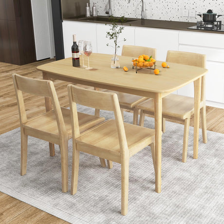 Giantex 48" L Rectangular Wooden Dining Table, Solid Rubber Wood Kitchen Table, Farmhouse Dinner Table, Kitchen Dining Room Home Furniture, Load 330 Giantex