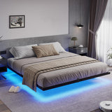 Hasuit King Size Floating Bed Frame with LED Lights - Modern Metal Platform Design, No Box Spring Required, Easy Assembly Hasuit
