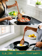 Handmade Wooden Spatulas for Cooking, Natural Teak Wooden Utensils, Smooth Finish Wooden Flat Cooking Spatula Turner Set (2Pcs) KAQISE