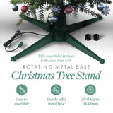 Home Heritage Artificial Christmas Tree Base Rotating Metal Stand for 1 to 1 1/2 Inch Diameter Artificial Christmas Tree Poles, 31 Inch, Green Home Heritage