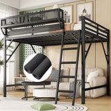 Mirightone Full Size loft Bed with A Shelf, Metal Loft Beds with Soft Ladder Rung Cover, Heavy-Duty Tall Loft Bed Frame for Kids Boys Girls Teens Adults, Noise-Free,No Box Spring Needed, Black Mirightone