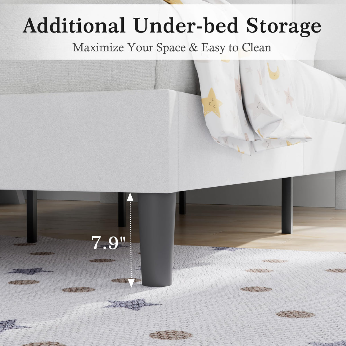 VECELO Twin Bed Frame with Upholstered Headboard, Heavy-Duty Platform Bedframe with Strong Wooden Slats Support, No Boxing Spring Needed, Pure White VECELO