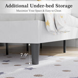 VECELO Twin Bed Frame with Upholstered Headboard, Heavy-Duty Platform Bedframe with Strong Wooden Slats Support, No Boxing Spring Needed, Pure White VECELO