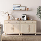 WAMPAT Buffet Cabinet with 4 Doors and 2 Drawers, Large Coffee Bar Table Wood Kitchen Storage Cabinets with Storage Cabinets, Modern Farmhouse Sideboard Credenza for Dining Room, Beige, 68 inch WAMPAT