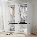 Mhsatyrs Armoire Wardrobe Closet with Doors: 75" White Large Wardrobe Closet with 4 Doors, Clothes Cabinets for Bedroom Armoires with Storage, Wood Wardrobes Closets for Hanging Clothes (C+C, 63") Mhsatyrs