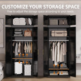 Polup Metal Armoire Wardrobe Closet, 86 Inch Tall Freestanding Wardrobe Cabinet with Hanging Rod, Bedroom Armoires with Doors, 18" D x 32" W x 86" H, Black, Assemble Required, Shipped in Two Packages Polup