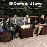 Vakollia 10 Pieces Patio Furniture Sets with Fire Pit Table, Wicker Rattan High Back Outdoor Swivel Rocking Chairs Set with 3-Seat Couch, Ottomans and Side Table Vakollia