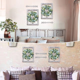 WAKOSAN Rustic Wood Window Frame with Green Wreath and Arrows Wall Decor，Farmhouse Window Frame Wall Decor, Wooden Fake Window Decoration,Window Pane Wall Decor,Set of 2 (White) WAKOSAN