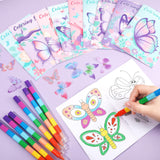 BenLouis 24 Butterfly Mini Coloring Books Kids with 24 Stacking Crayons Butterfly Theme Party Favors Activity Books Bulk for Kids Spring Fairy Birthday Goodie Bag Gift Stuffer Classroom Reward BenLouis