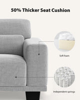 Pipishell 89" 3 Seater Sofa Couch with Deep Seats & Wide Armrests, Supportive Futon with Thickened Cushion, Comfy Cotton-Linen Couches for Living Room,Removable & Washable Covers,Grey Pipishell