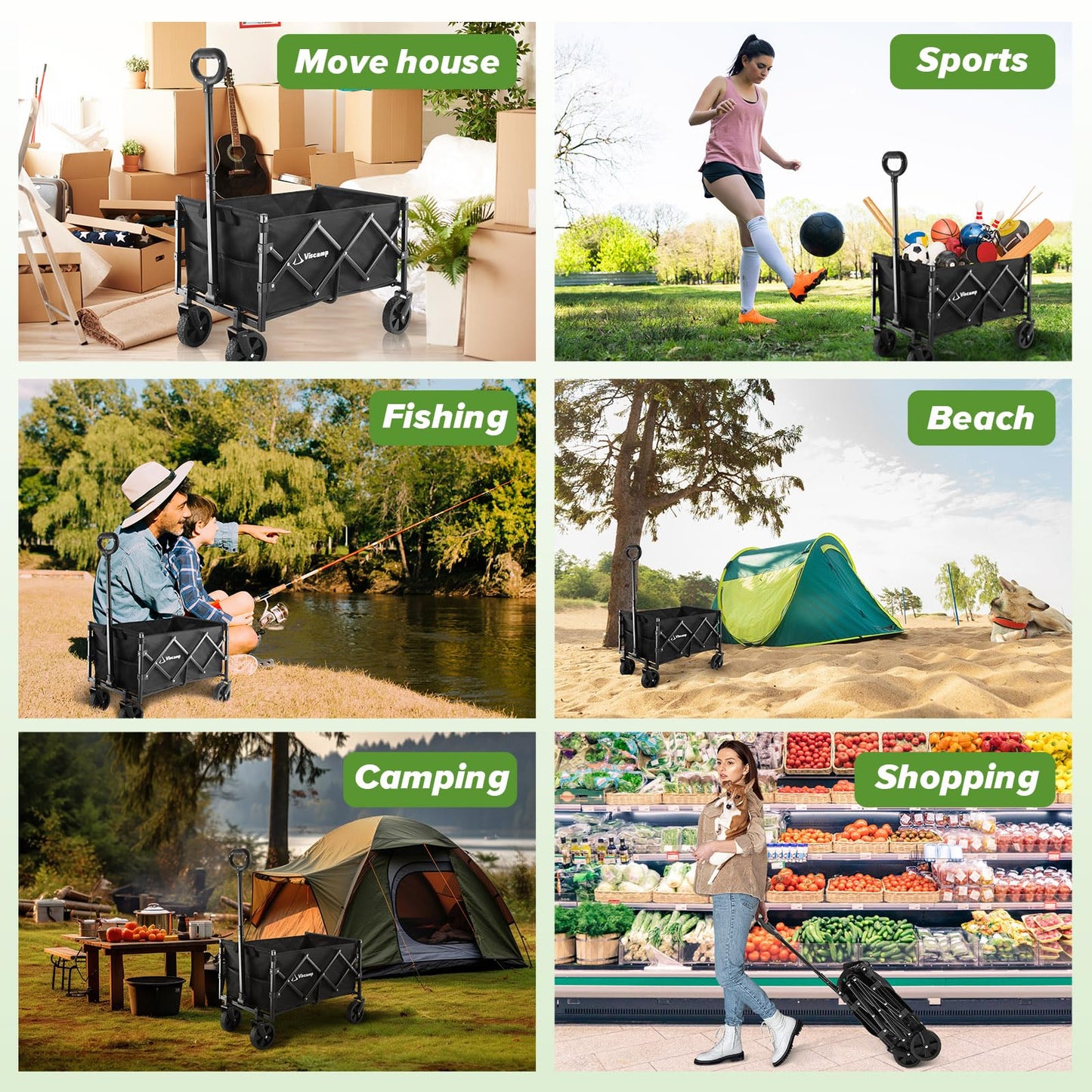 200LBS Wagons Carts Foldable, Small Collapsible Wagon Cart Portable Wagon Lightweight Utility Wagon Foldable Wagon Beach Wagon with Wheels Removable for Shopping Sports Garden and Grocery(Black)