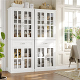 FOTOSOK 71'' Kitchen Pantry Cabinet, Tall Kitchen Cabinet Pantry Cabinet with Glass Doors and Drawer, Freestanding Food Pantry Kitchen Hunch with FOTOSOK