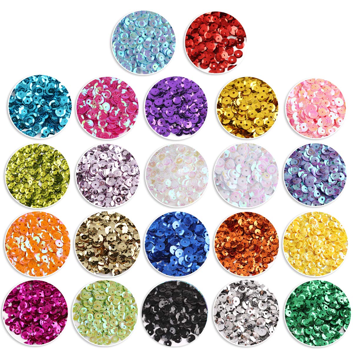 CCINEE 9460 PCS Cup Sequins Bulk, Mixed Colors Loose Sequins for Embroidery Crafts 6MM Rainbow Spangles with Holes for DIY Sewing Making CCINEE
