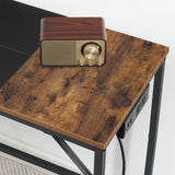 HOOBRO Computer Desk, Home Office Desk with Power Outlet, Modern Study Writing Desk with 3 Hooks for Study Room, Home Office, Sturdy and Stable, Easy to Assemble, Rustic Brown and Black BF41UDN01 HOOBRO