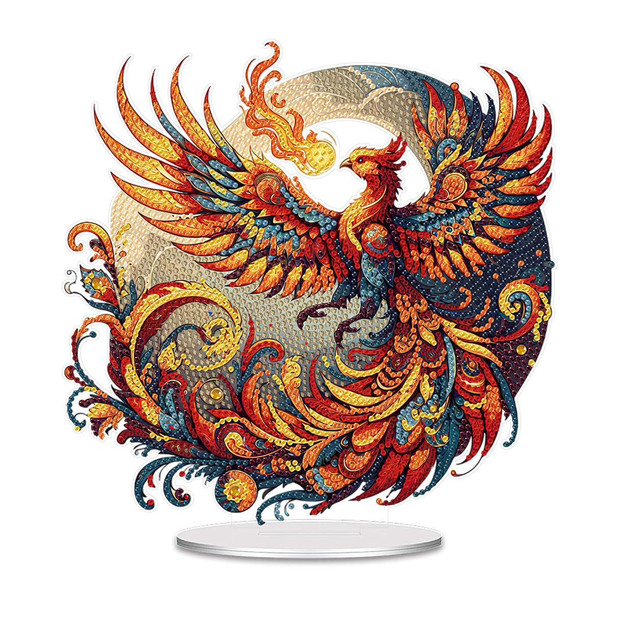 5D Diamond Art Ornaments Kits, DIY 5D Diamond Art Painting Pet Desktop Ornament, Special Shaped Crystal Animal Diamond Art Painting Tabletop Home Office Decor-02-Phoenix Generic