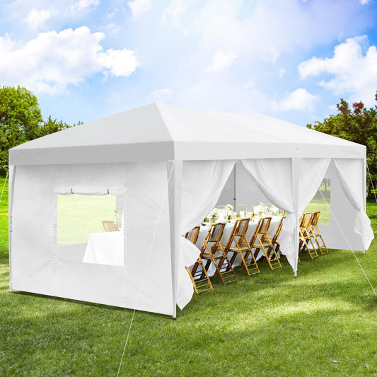 YITAHOME 10x20 Pop Up Canopy with 6 Removable Sidewall Heavy Duty Tent, Easy Up Portable Canopy Tents for All Season Wind Gazebo with Roller Bag for Camping Wedding Patio Parties Beach Commer - WoodArtSupply