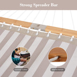 SUNCREAT Hammocks 14 FT Quick Dry Hammock Double Size with Spreader Bar, 2 Person Hammock for Outdoor Patio Yard Poolside, 450 lbs Capacity, Light Gray Stripes SUNCREAT