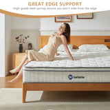 Selene Bedding Queen Mattress, 10 Inch Mattress Queen Size with Pocket Spring and Memory Foam for Pressure Relief, Motion Isolation, Edge Support, Medium Firm Mattress in a Box, CertiPUR-US, White Selene Bedding