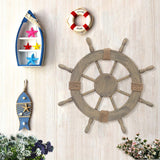 Asense Ornamental Wall Decoration Wooden Nautical Ship Steering Wheel, 24-inch, Brown Asense