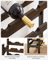 SONGMICS 30-Bottle Wine Rack, 5-Tier Freestanding Floor Bamboo Wine Holder, Display Stand Shelves, Wave Bars, Walnut Color UKWR025D01 SONGMICS