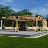 DIY Pergola Kit for Up to 24' x 24' Freestanding Pergola with Privacy Wall (12 Slats) and Roof (22 Traditional Rafters) Zen Pergolas