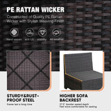 TerraRelax Patio Furniture Set 5 Pieces All Weather Patio Conversation Sets Wicker PE Rattan Outdoor Sectional Couch Sofa with Cushion Ottoman Table for Poolside Peacock, Garden, Backyard Navy TerraRelax