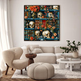 Paint by Numbers Kit for Adults - Halloween Bookshelf Adult Paint by Number Kits on Canvas for Beginner, Skull DIY Acrylic Oil Number Painting for Adults, Perfect for Home Decor Gift 16x16 Inch GEEHEIY