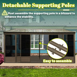 Domi 12x16FT Wall Mounted Sunroom, Against Wall Solarium with Galvanized Steel Sloping Roof, Detachable PC Screen, Front and Two Side Sliding Doors, Lean-to Gazebo Sun Room for Patio Deck domi outdoor living