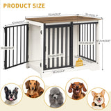 Hzuaneri Dog Crate Furniture, 32" Double Door Dog Crate with Barn Door, Dog Kennel Indoor, End Side Table Wooden Dog Crate for Small Medium Large Dog, Anti-Chew Anti-Escape, White Brown Hzuaneri