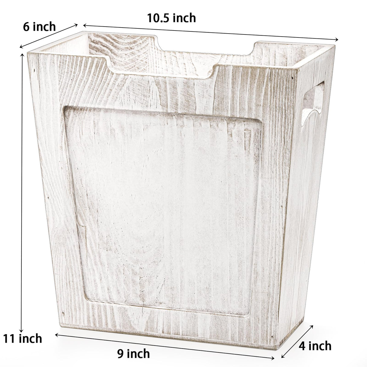 TOPZEA Wood Trash Can, Rectangular Rustic Wooden Waste Basket Farmhouse Wastebasket Bin with Handle Small Narrow Garbage Can Trash Bin for Near Desk, Bedroom, Office, Bathroom, Living Room Decor TOPZEA