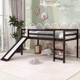Harper & Bright Designs Twin Size Low Loft Bed with Slide in Espresso Harper & Bright Designs