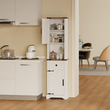 66" Tall Farmhouse Bathroom Storage Cabinet with Barn Doors and Drawer, Narrow Storage Unit, Adjustable Shelves & 5-Tier Storage Space, Freestanding Cabinet for Bathroom, Living Room, Kitchen Vabches