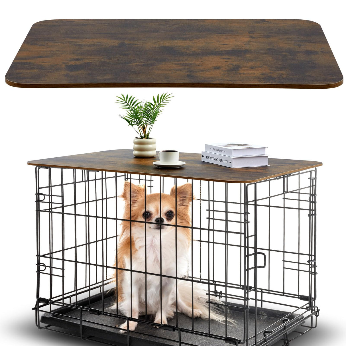 Wonderjune Dog Crate Topper Wood 42 Inch Nonslip Dog Crate Table Topper Rustic Style Crate Covers Decorative Kennel Topper for Decorative Dog Pet Crate Furniture (Dog Crate Not Include) Wonderjune