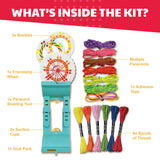 KidzMaker - Friendship Bracelets - DIY Craft Kit for Kids - Create Unique Friendship Bracelet Making KIT with Various Designs and Styles - Includes Braiding Tools, Threads, and Beads for Bracelets 4M
