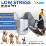 KANIS Professional Stainless Steel Dog Bathing Station - Dog Grooming Tub w/Ramp, Storage Drawer, Floor Grate & Faucet/Dog Bathtub for Large, Medium & Small Pets (61", Right RAMP - 1 Drawer) KANIS