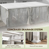 Outsunny 12' x 19' Louvered Pergola Hardtop Gazebo with Adjustable Aluminum Roof and Frame, Outdoor Pergola with Curtains and Netting, for Garden, Lawn, Backyard, and Deck, White Outsunny