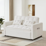 Wrofly 3 in 1 Convertible Sleeper Sofa Couch with Pullout Bed, Loveseat Sofa with Storage and Pillows, Modern 2 Seater Futon Couch Bed for Living Room, Bedroom and Small Space, White Teddy Wrofly