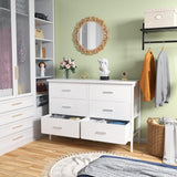 BOLUO White Dresser for Bedroom 6 Drawer,Wide Dresser TV Stand for 50" TV Dressers & Chests of Drawers Fabric Dresser for Closet Modern BOLUO
