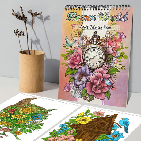 Jadeso Adult Coloring Book - 30 Unique Flowers Patterns and Designs, Coloring Book for Adults Relaxation and Stress Relief, Spiral Bound Adult Coloring Books for Women, Thick Smooth Paper(120gsm) Jadeso