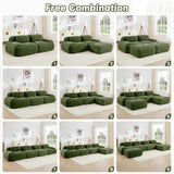 YESER Modular Sectional Sofa Boneless Couch Corduroy Cloud Couch, Modern Deep Seat Sectional Couches for Living Room, 82" Loveseat Apartment Sofa Small Couches for Small Spaces, No Assembly(Green) YESER
