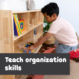 SPARK & WOW 8-Compartment Solid Wood Storage Cabinet - Toy Shelf Organizer for Kids - Shelves for Classroom - Includes Optional Wheels SPARK & WOW