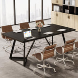 Tribesigns 70.86" Conference Table, Modern Black Meeting Table with Metal Frame, Rectangular Seminar Table Boardroom Desk for Office Meeting Conference Room Tribesigns