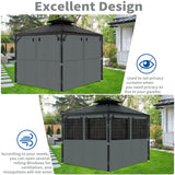 aonear Gazebo Privacy Curtains 10' x 10' with Mosquito Windows, 4-Panels Side Wall with Zipper Universal Replacement for Patio, Outdoor Canopy, Garden and Backyard, Gray (Curtain Only) aonear