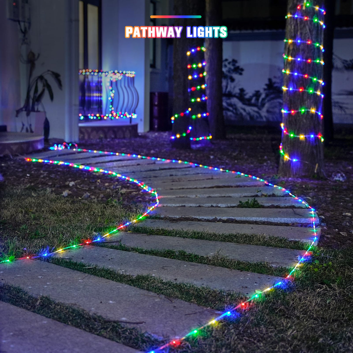 JMEXSUSS 200 LED Trampoline Accessories Solar Rope Light, 66ft IP 65 Waterproof Solar Pathway Lights Outdoor, 8 Modes Trampoline Lights for Basketball Hoop Ladder Slide Pathway Tent Camp(Multicolor) JMEXSUSS